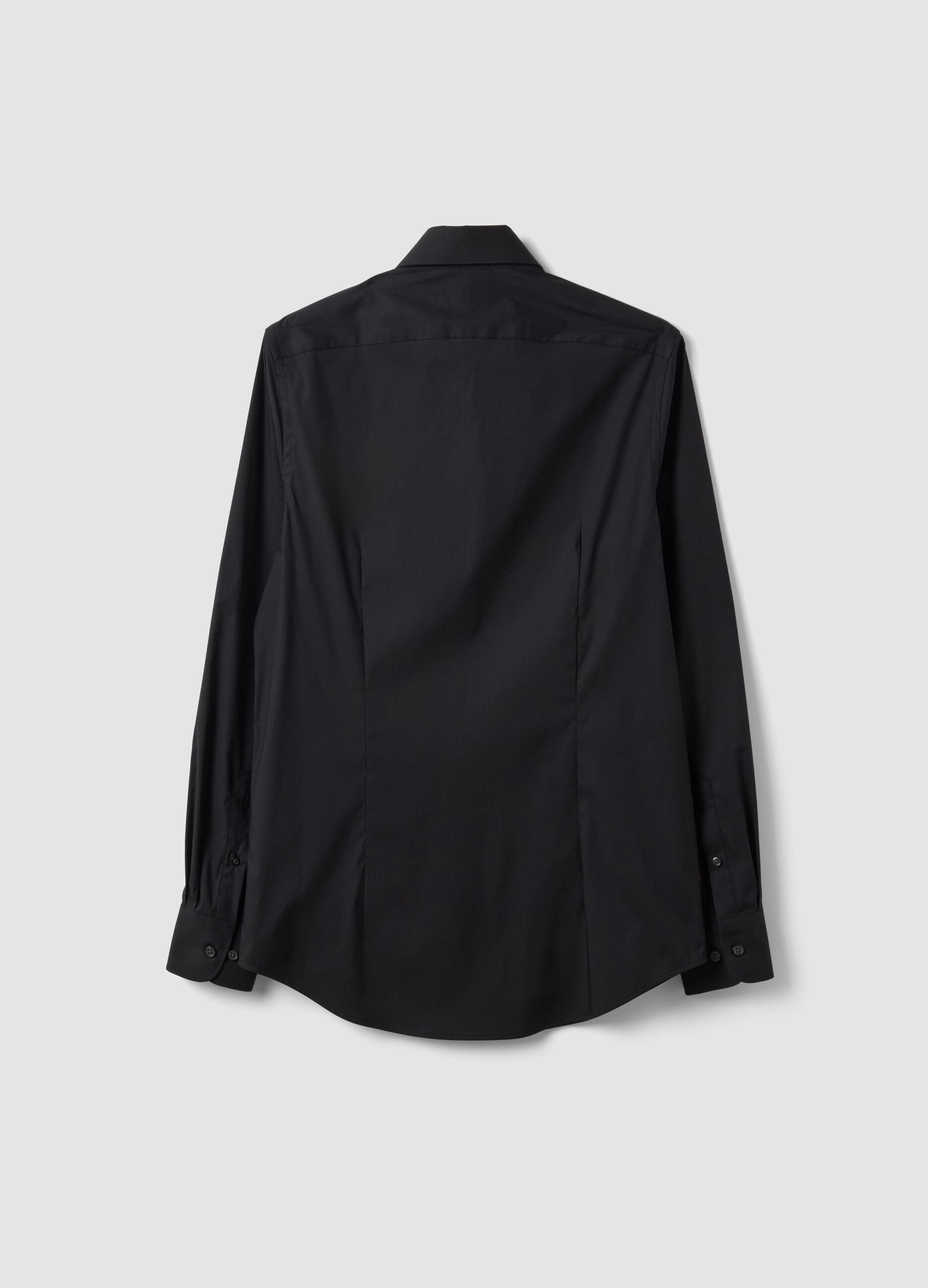Black slim-fit stretch cotton poplin shirt
