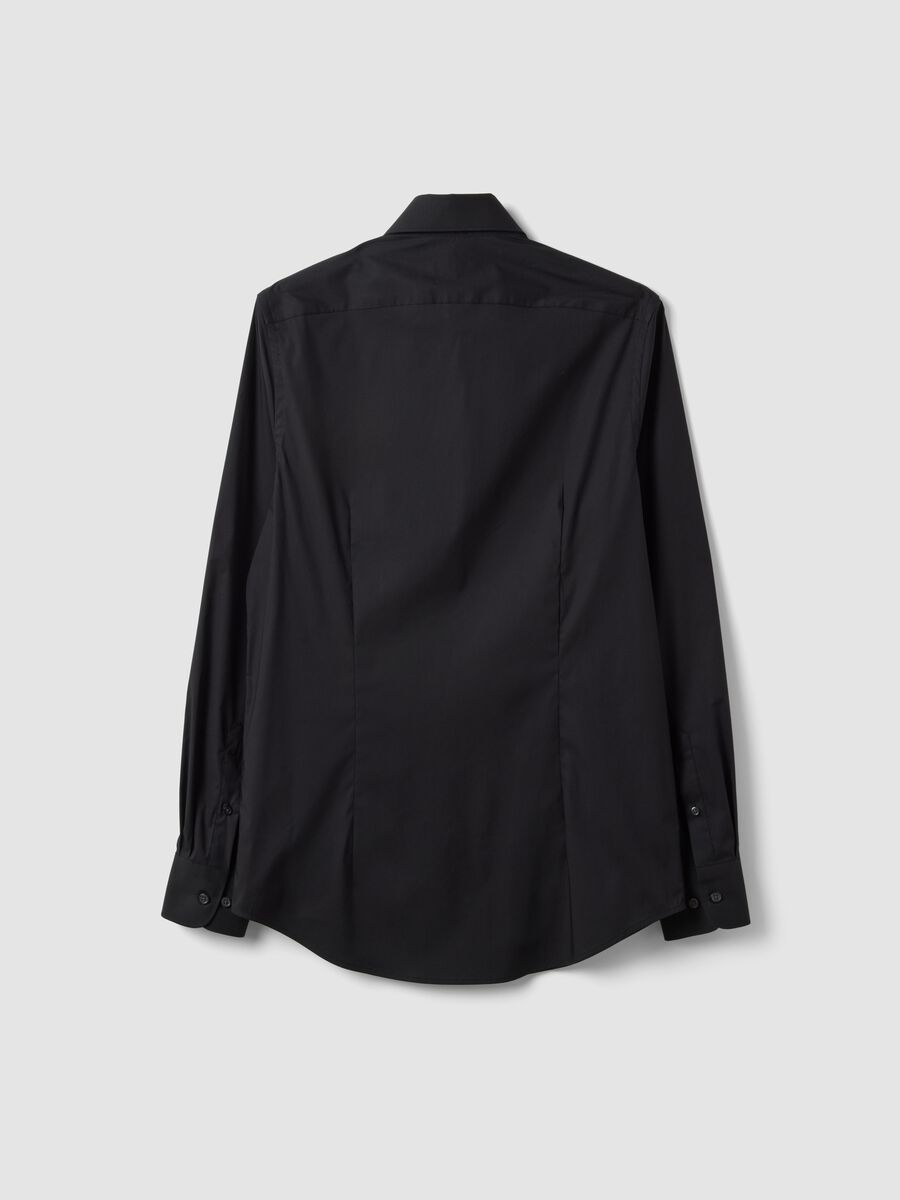 Black slim-fit stretch cotton poplin shirt_1