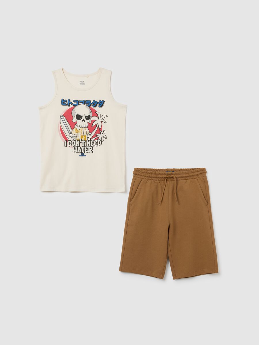 Set da ragazzo in puro cotone bianco regular fit_0