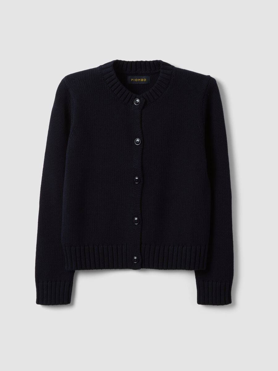 Cardigan blu in puro cotone con bottoni regular fit_4