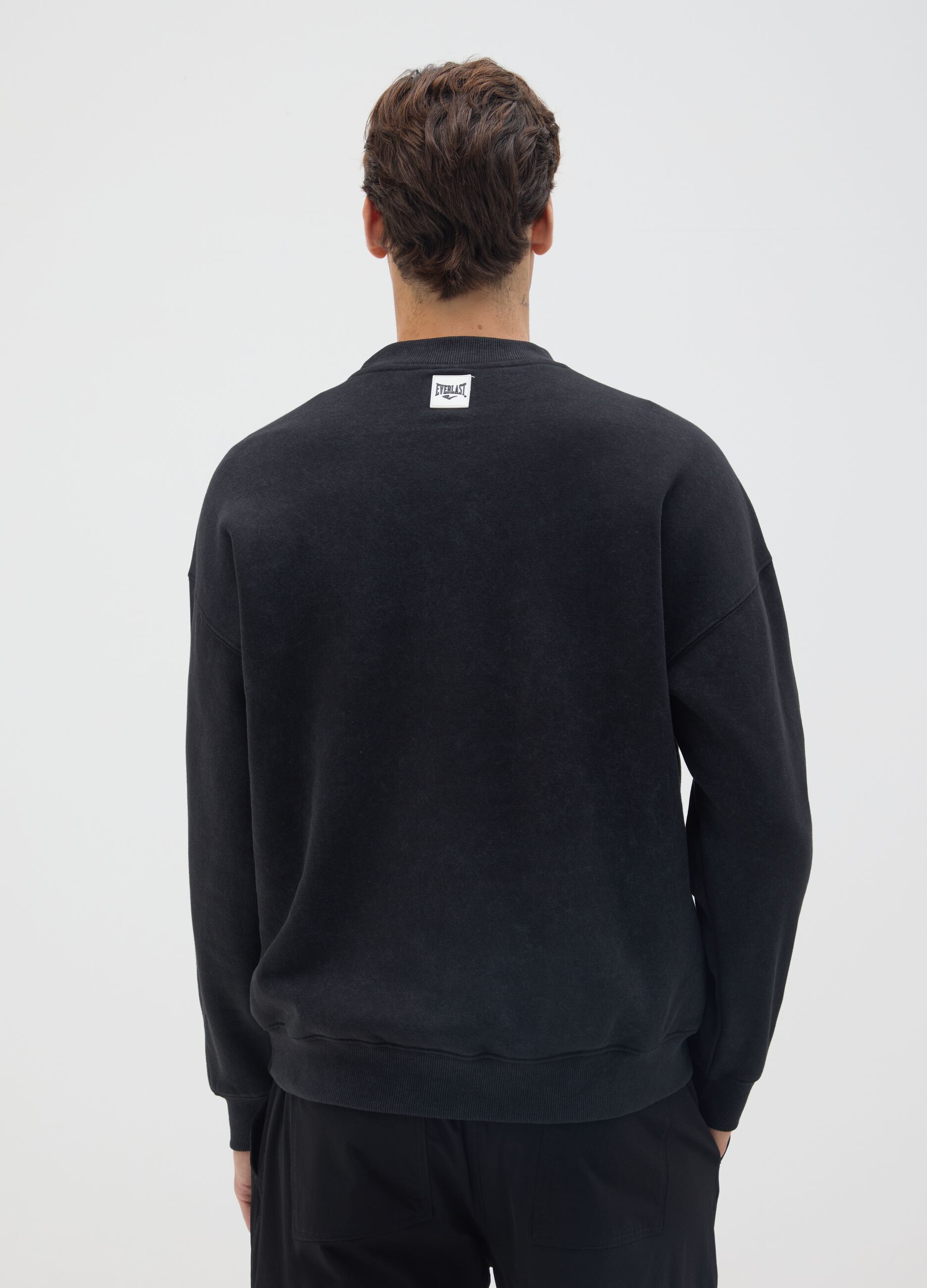 Maglia in misto cotone nera con logo Everlast