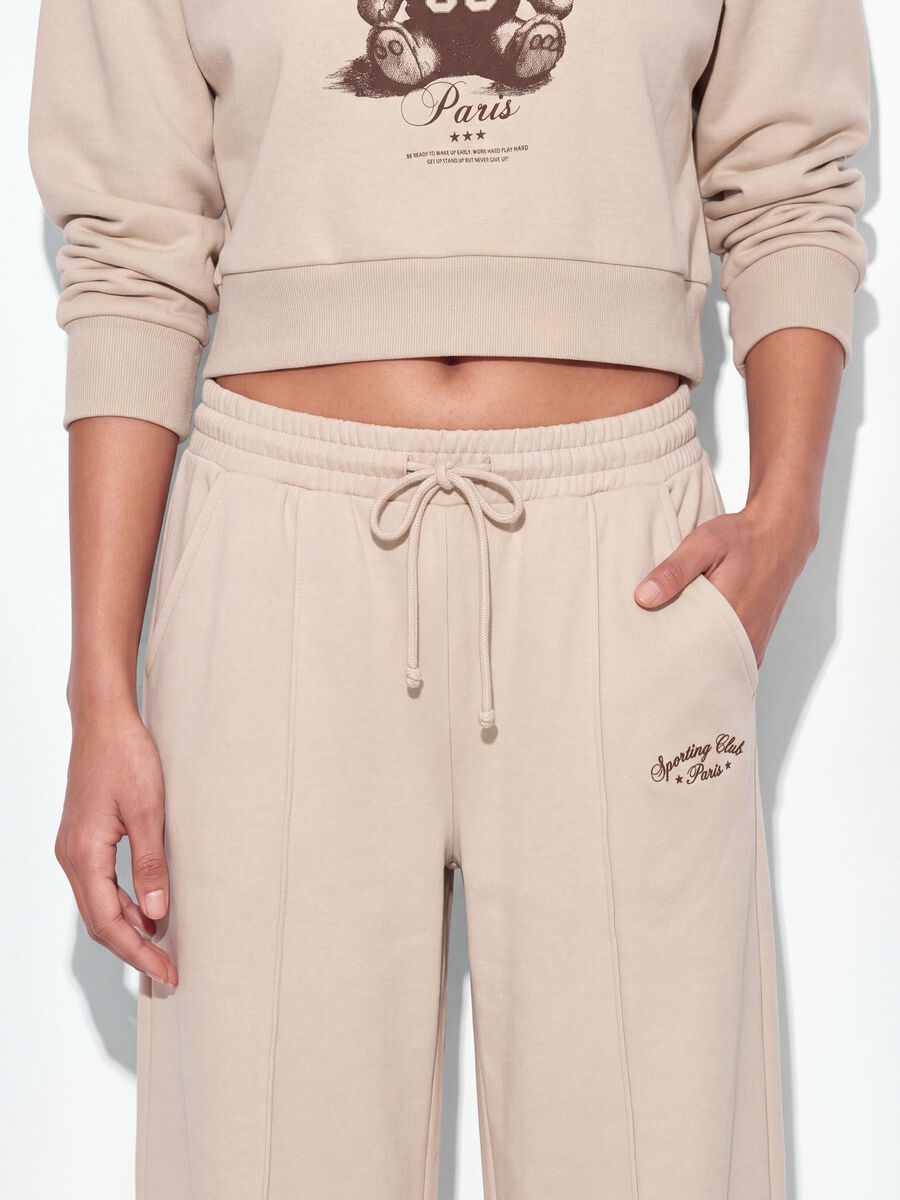Pantaloni jogger beige in misto cotone straight fit_4
