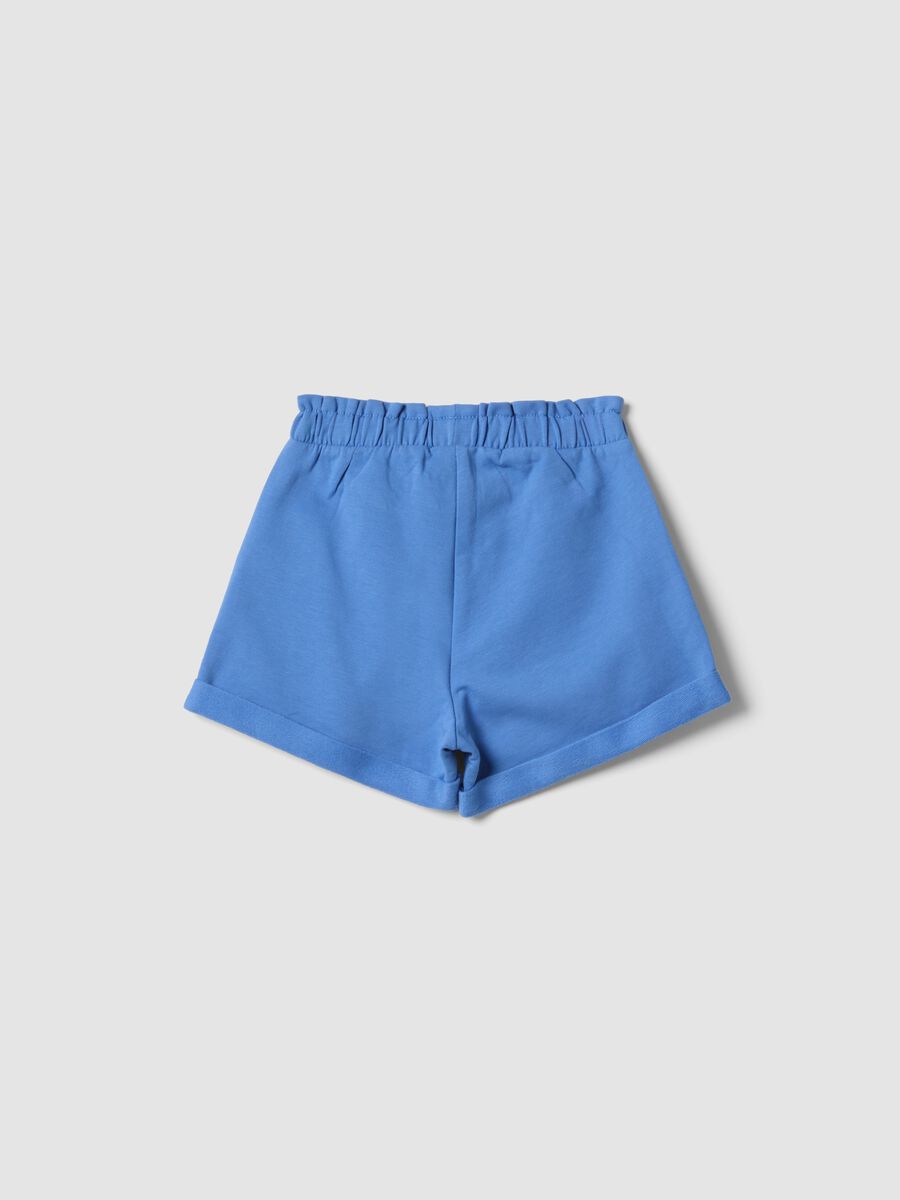 Girls&rsquo; stretch cotton blue shorts with bow_1