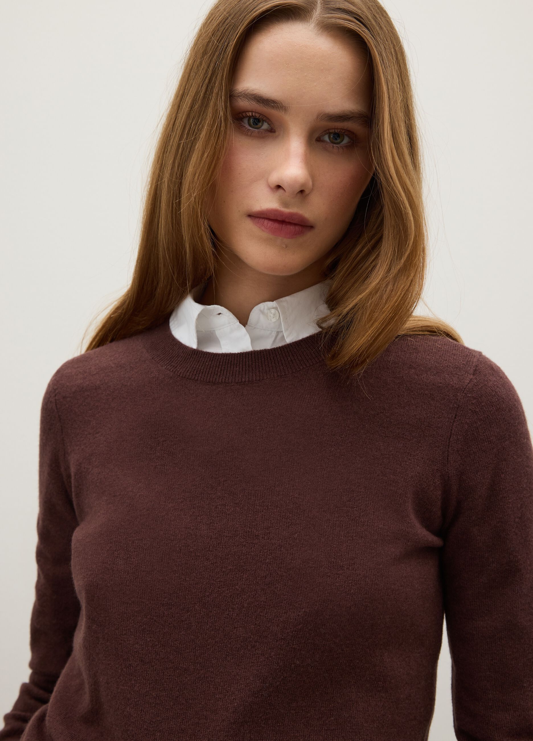Brown pure wool sweater regular fit