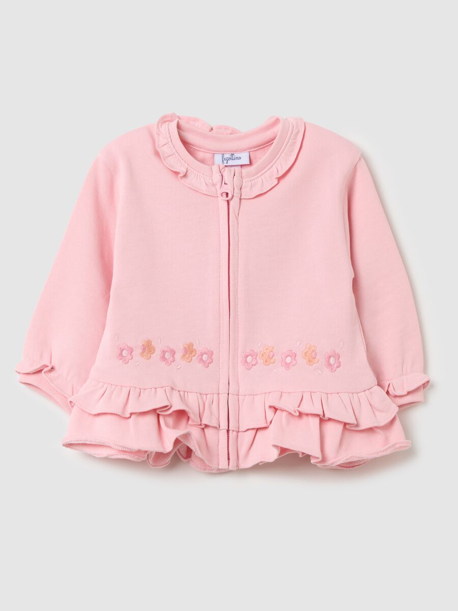 Full-zip in French Terry with embroidered flowers_0