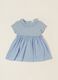 Baby Girl Light Blue Romper with Decorative Collar in Stretch Cotton_0