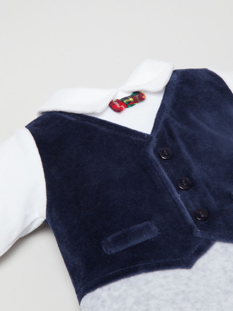 Tutina in velour con piedini e gilet _1