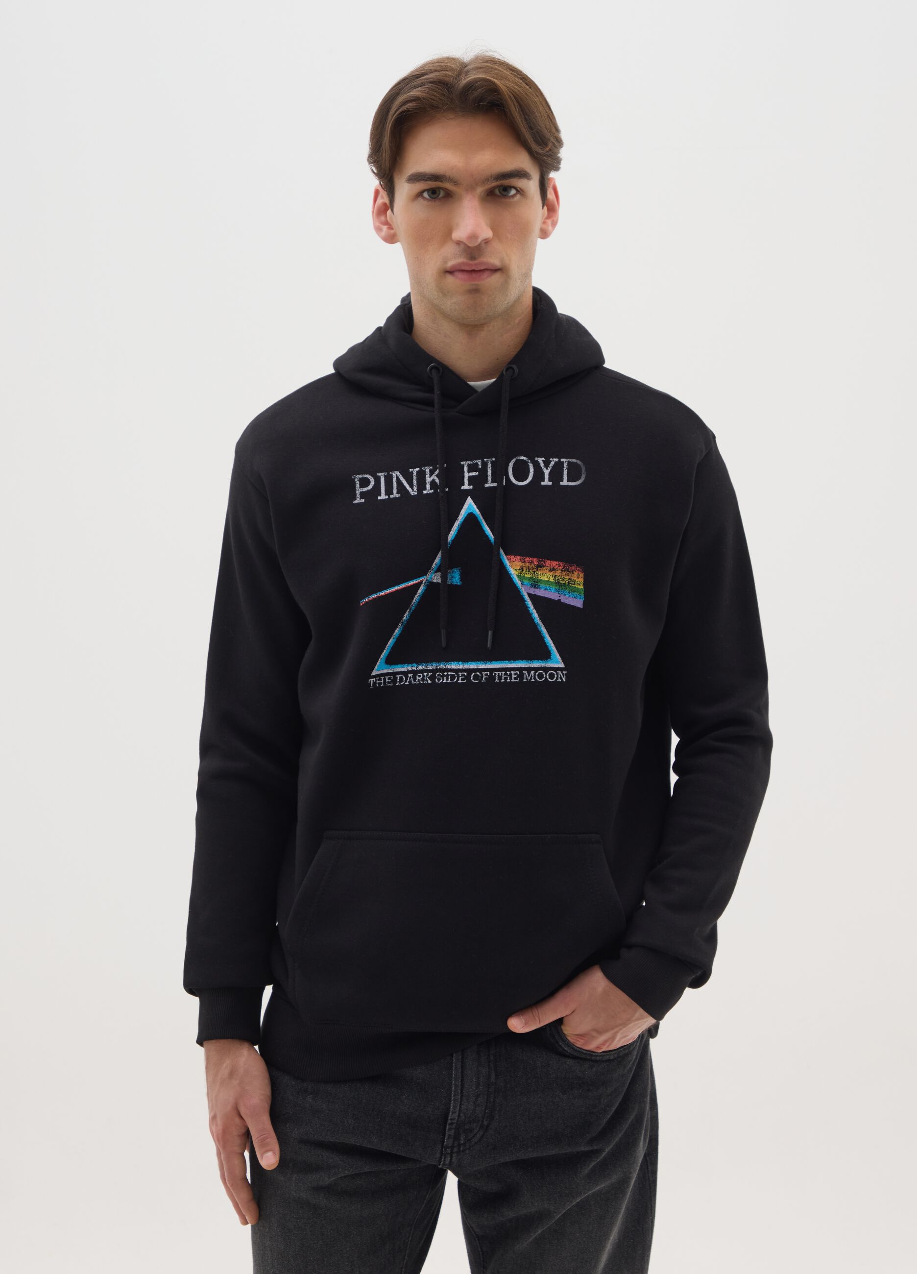 Black cotton-blend hoodie relaxed fit