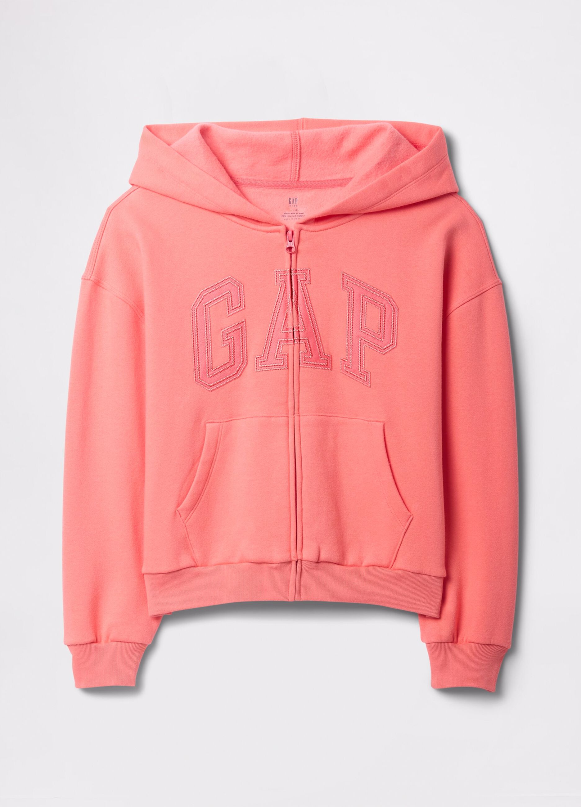 Pink full-zip sweatshirt with logo