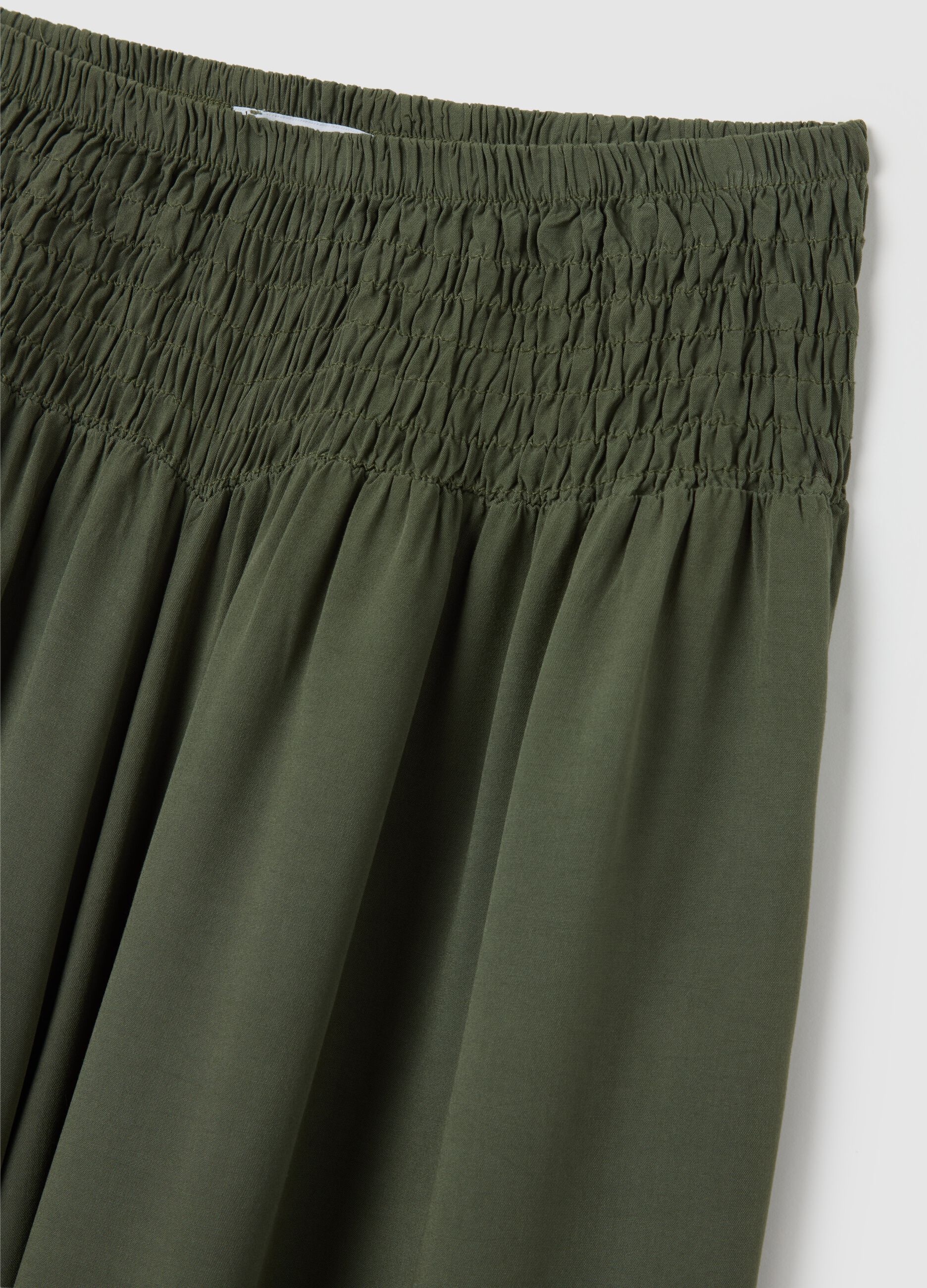 Women's green pure viscose trousers, regular fit