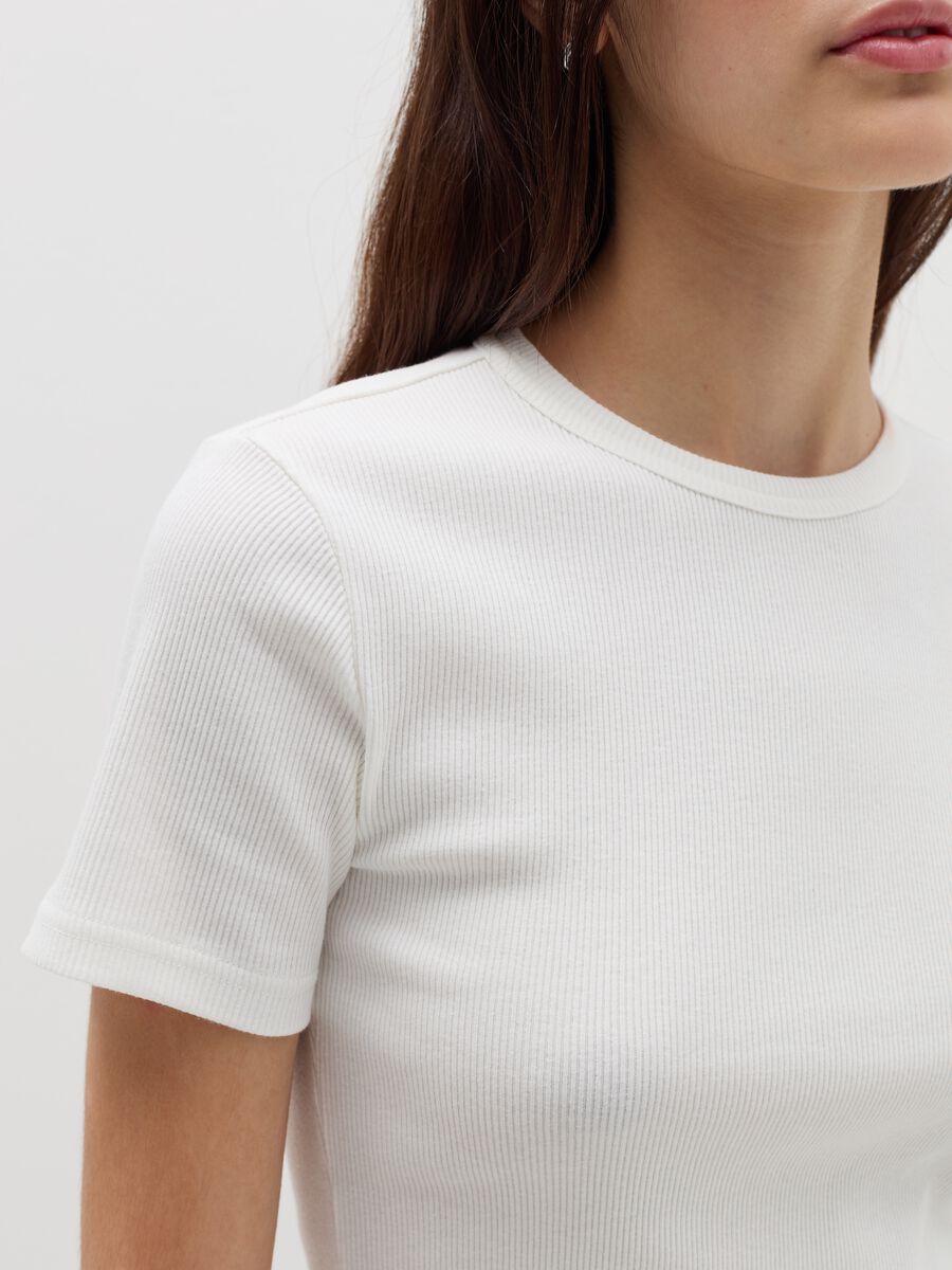 Ribbed T-shirt in stretch cotton_2