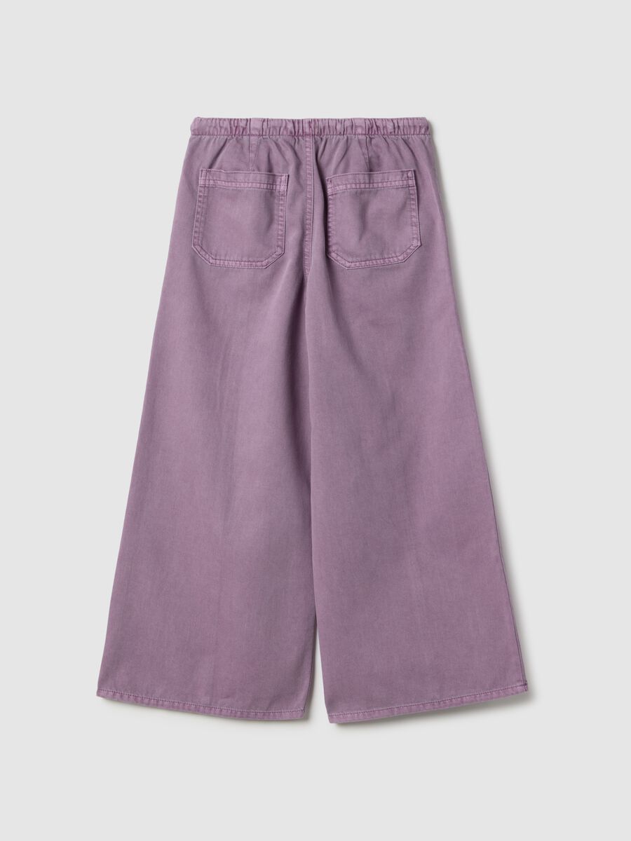 Purple baggy trousers for girls in regular fit cotton blend_1