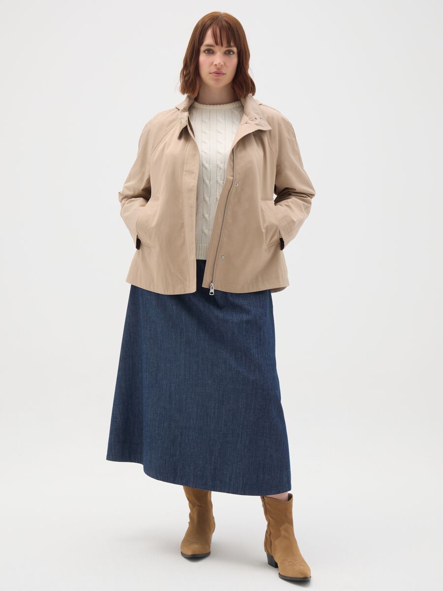 Beige cotton blend jacket regular fit_1