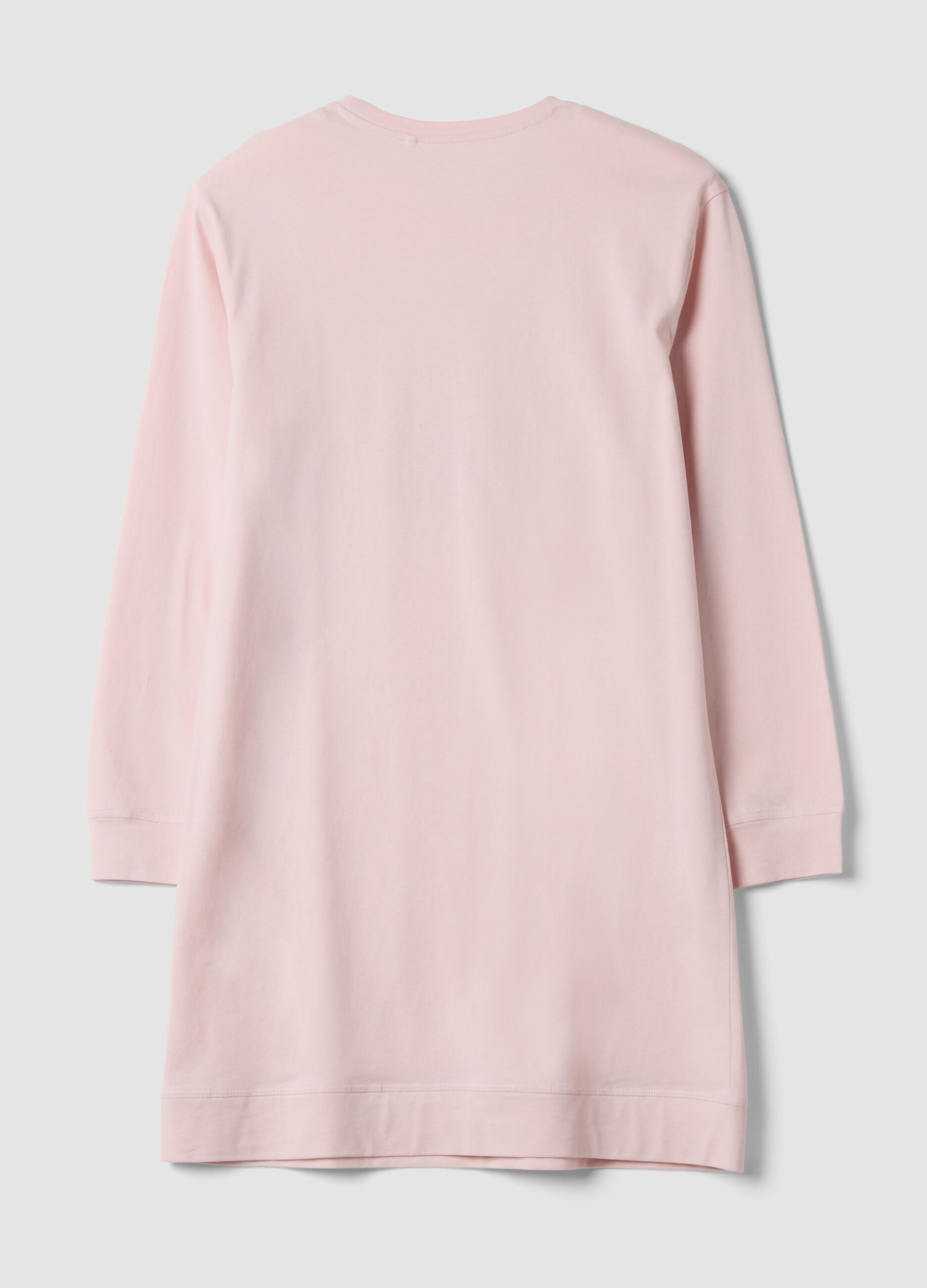 Pink organic cotton nightdress with crew neck