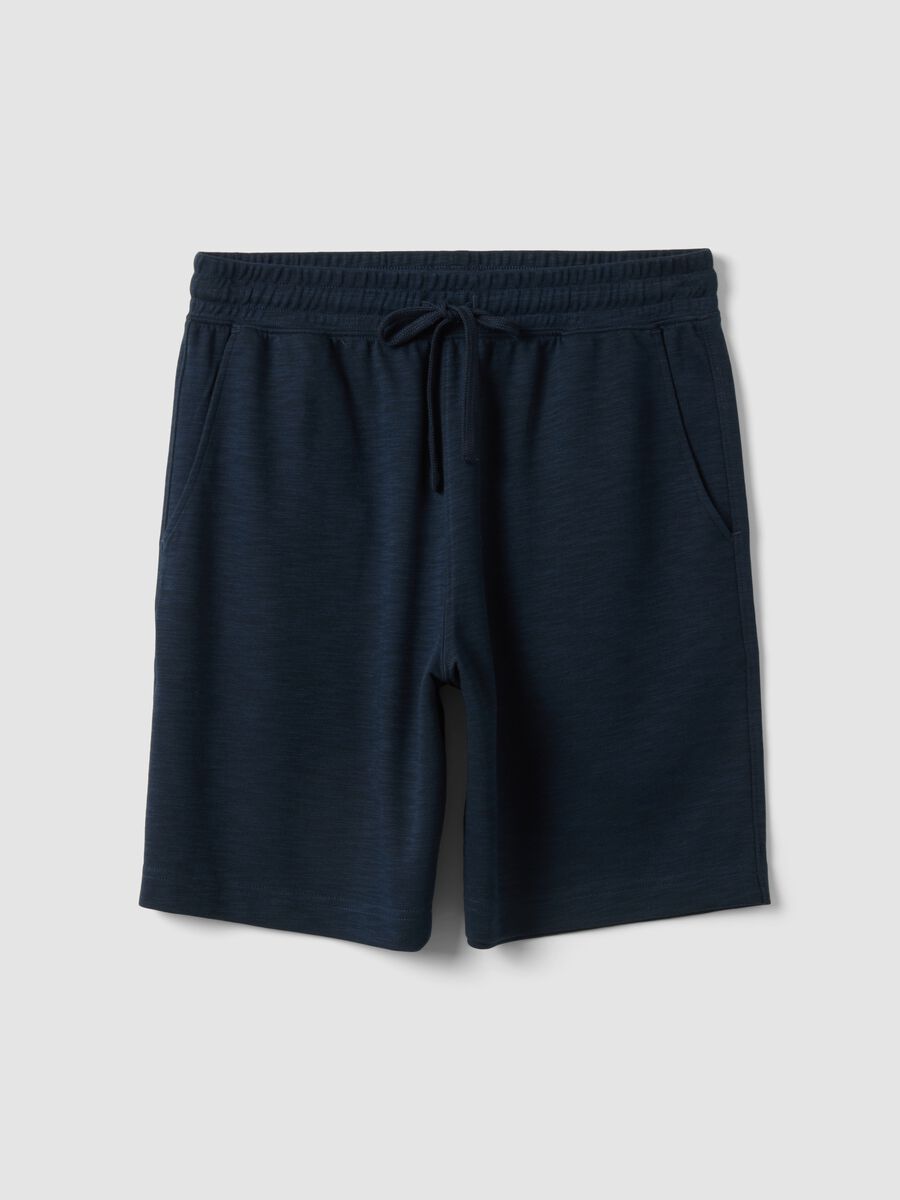 Blue cotton-blend pyjama shorts, regular fit_0