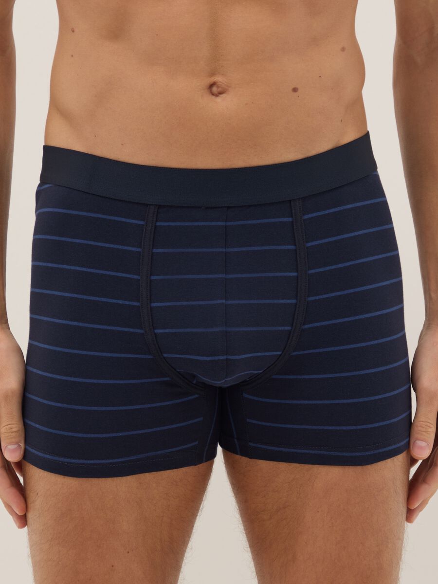 Pack of three blue stretch cotton boxers regular fit_1