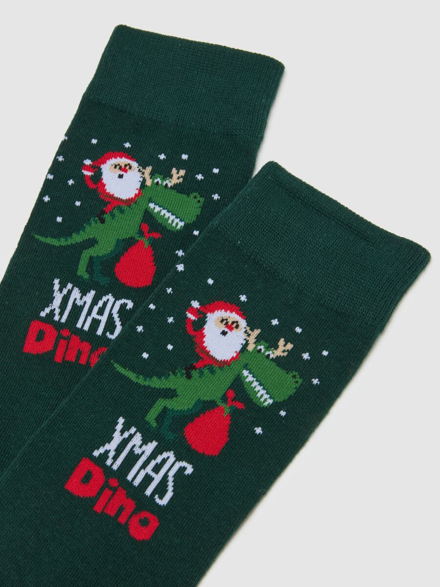 Green Cotton Blend Christmas Socks_2
