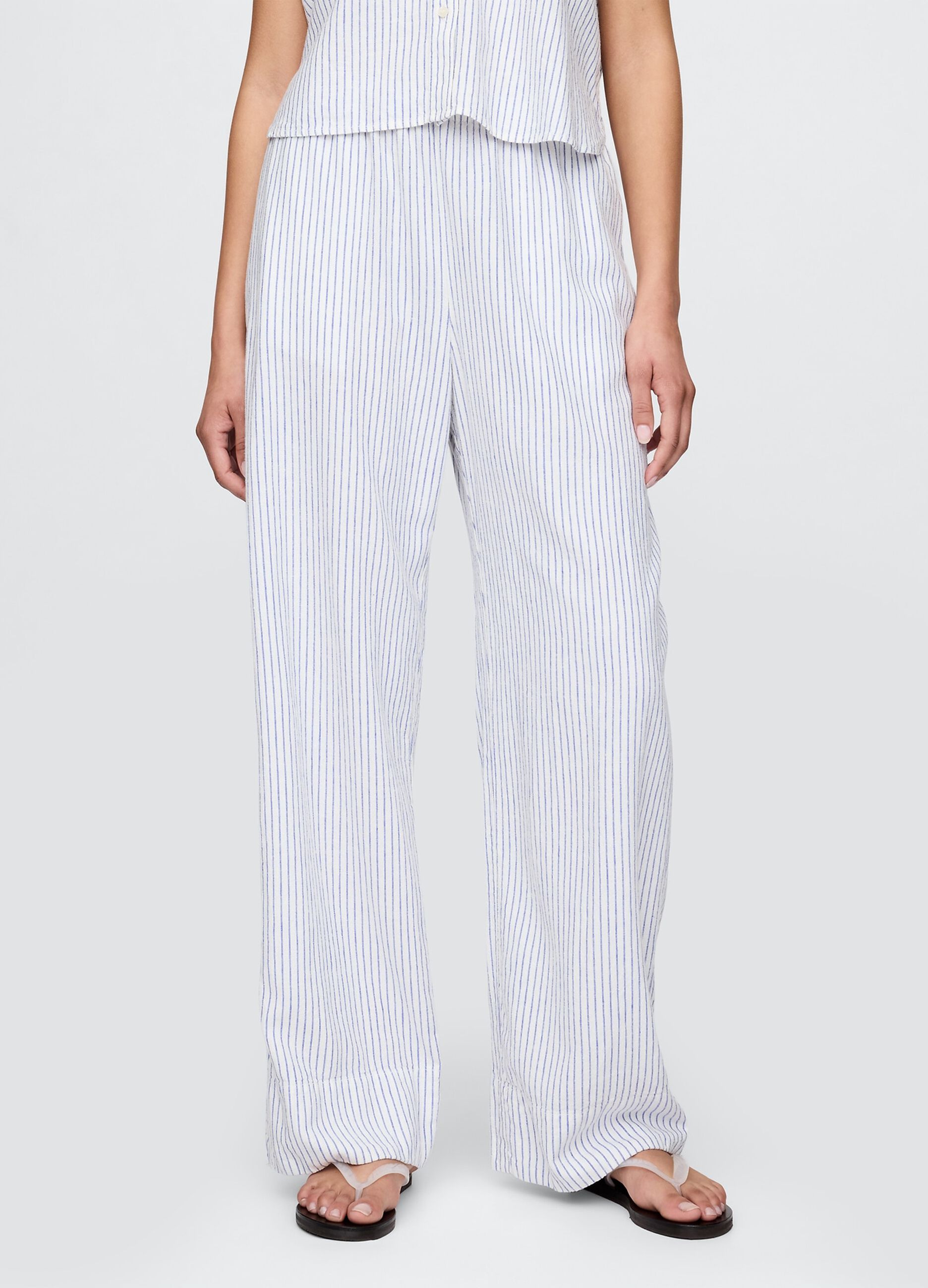 Striped linen and viscose palazzo trousers by Gap