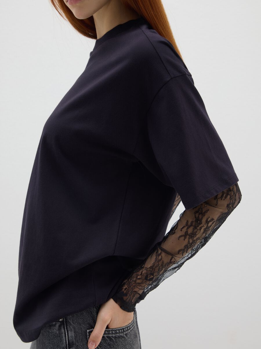 Pure black cotton oversized fit top_3
