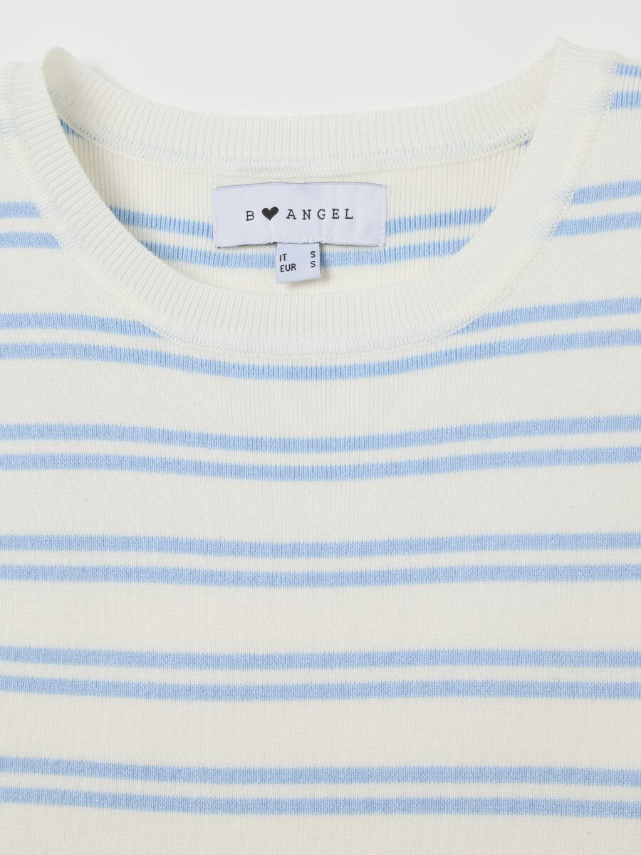 B.Angel Blue and White Striped Sleeveless Top_5