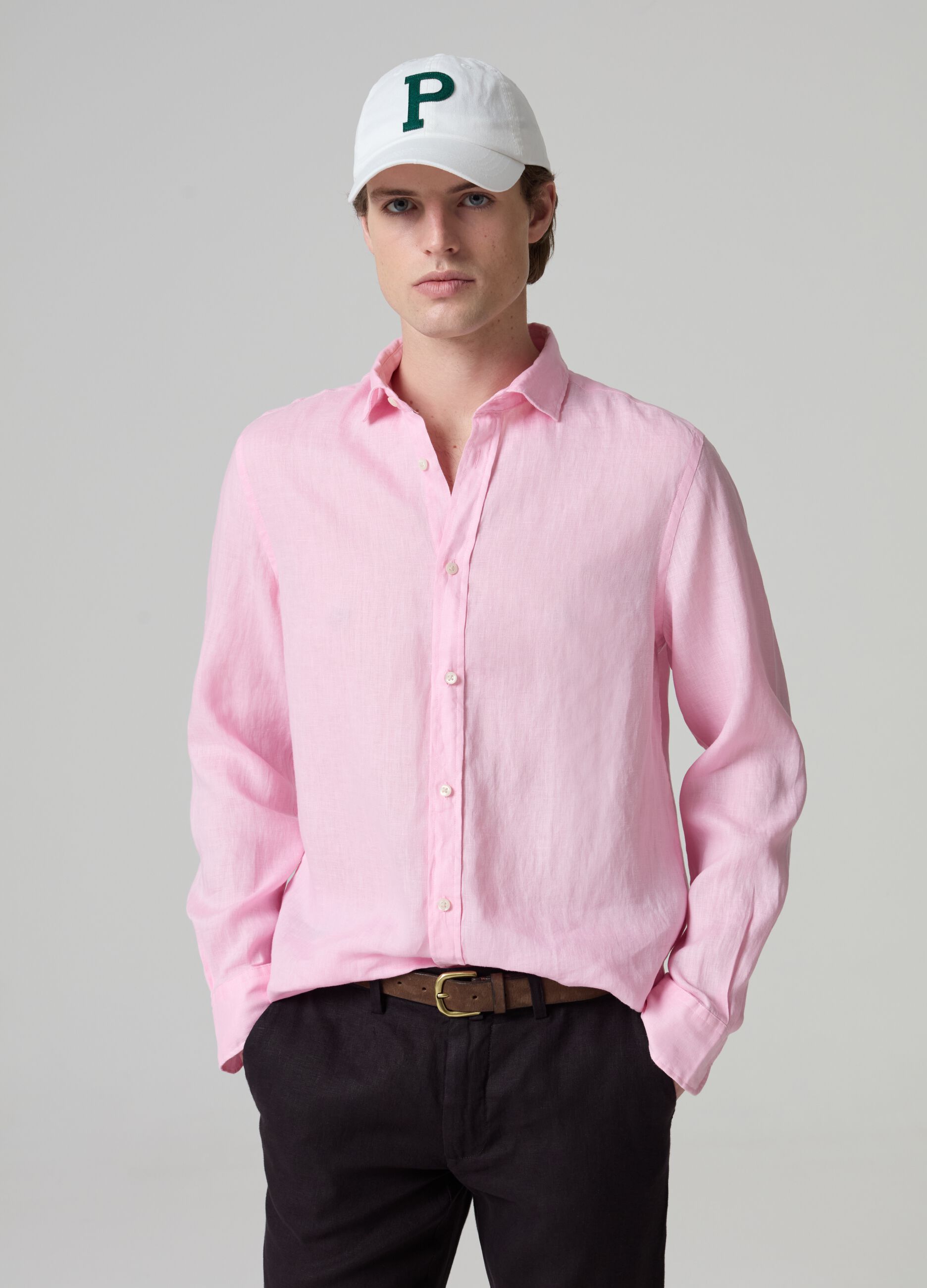 Solid colour linen shirt
