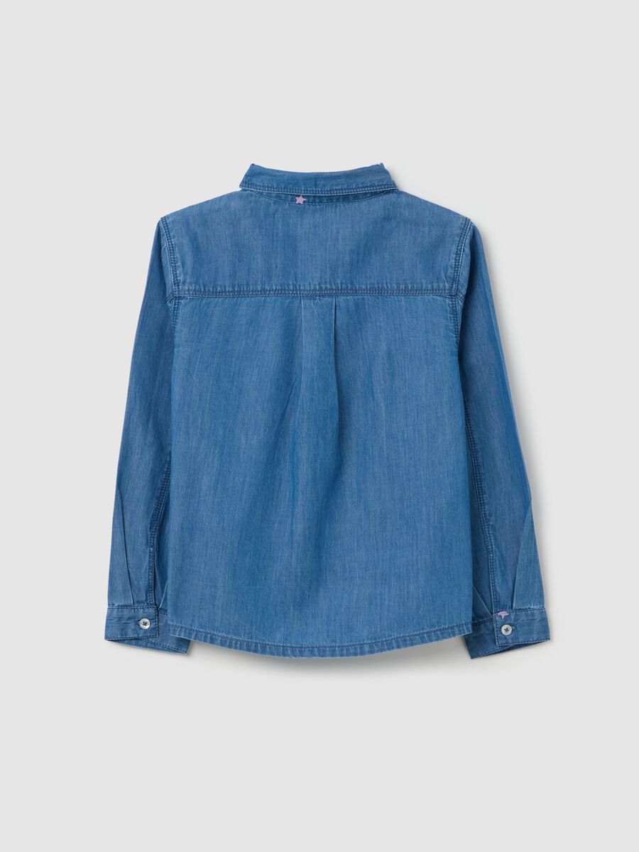 Shirt in denim with stars embroidery_1