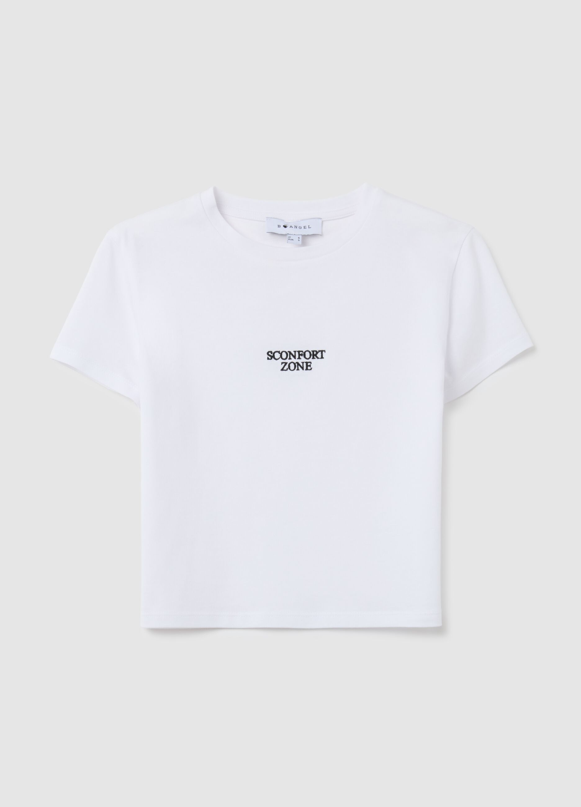 T-shirt in puro cotone bianca crop fitted