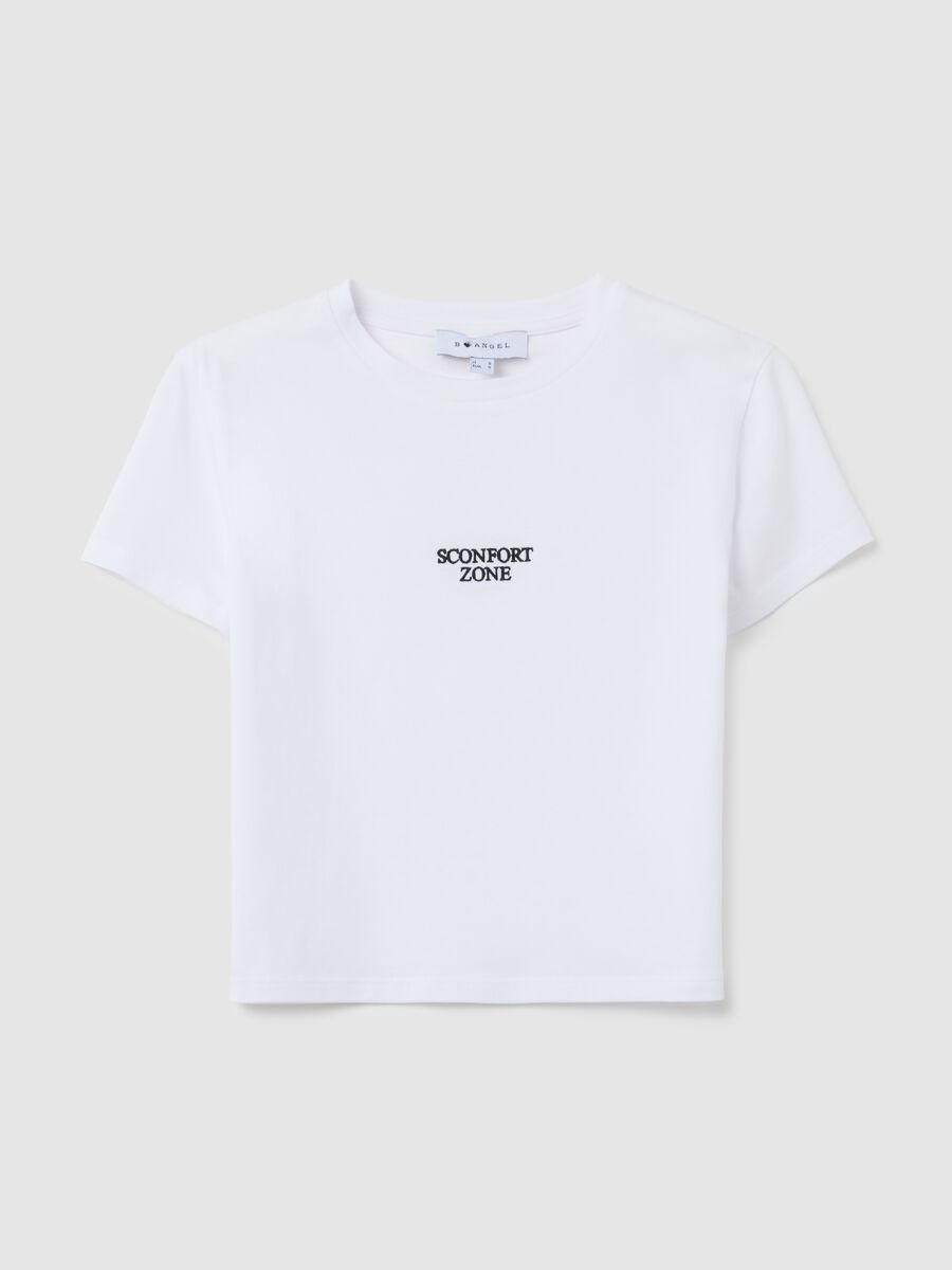 T-shirt in puro cotone bianca crop fitted_4