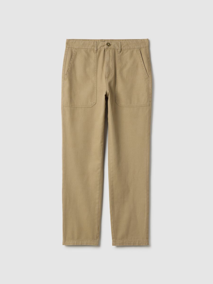 Pantaloni in cotone e lino beige regular fit_4