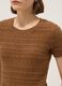 Brown pure cotton regular fit knitted sweater_3