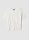 White pure cotton regular-fit T-shirt with perforated detail_0
