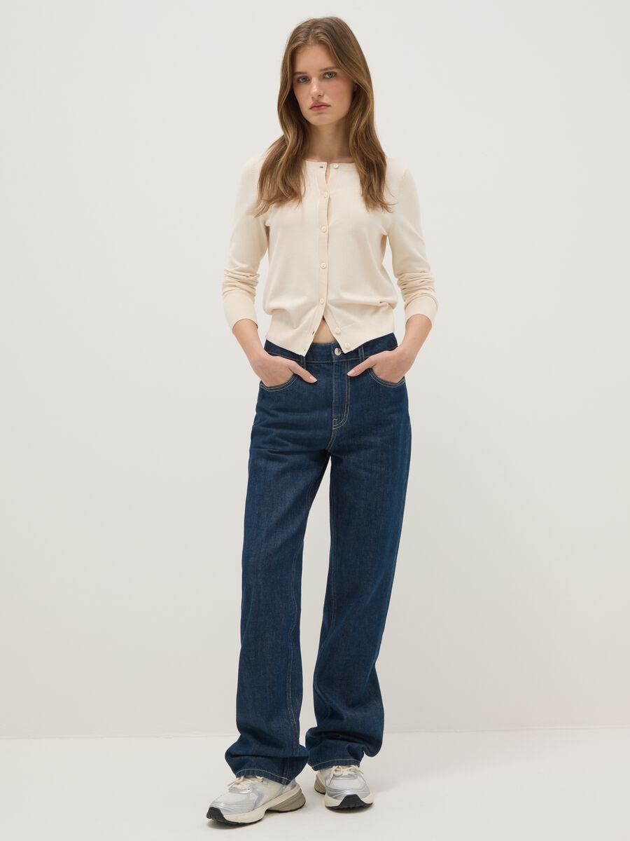 Cardigan girocollo beige regular fit_1