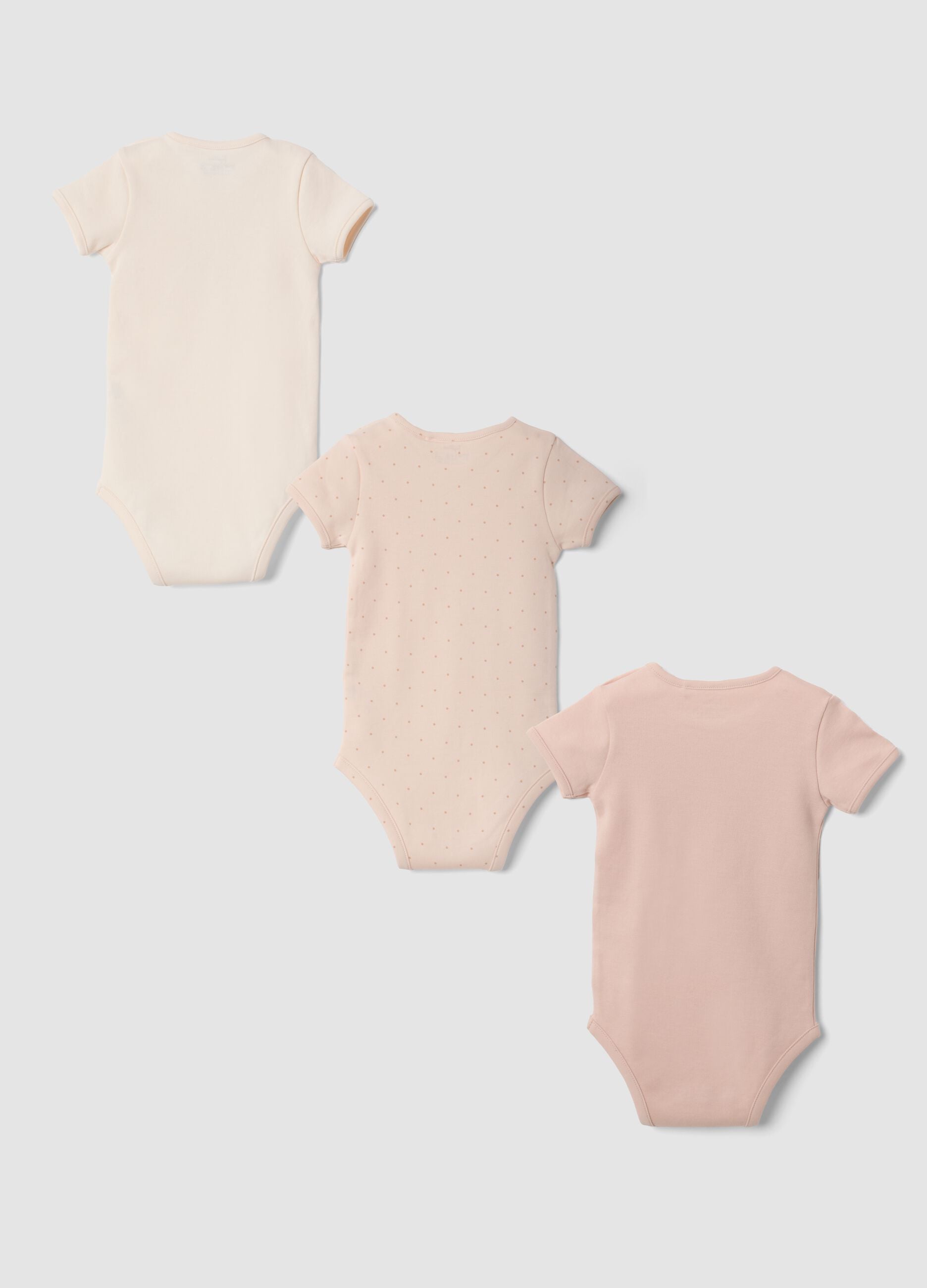 3-pack pink organic cotton crew-neck bodysuits for baby girl