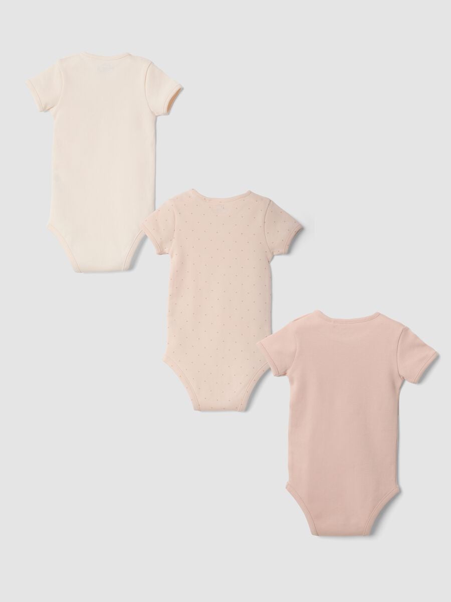 Tripack body rosa in puro cotone organico a girocollo per neonata_1