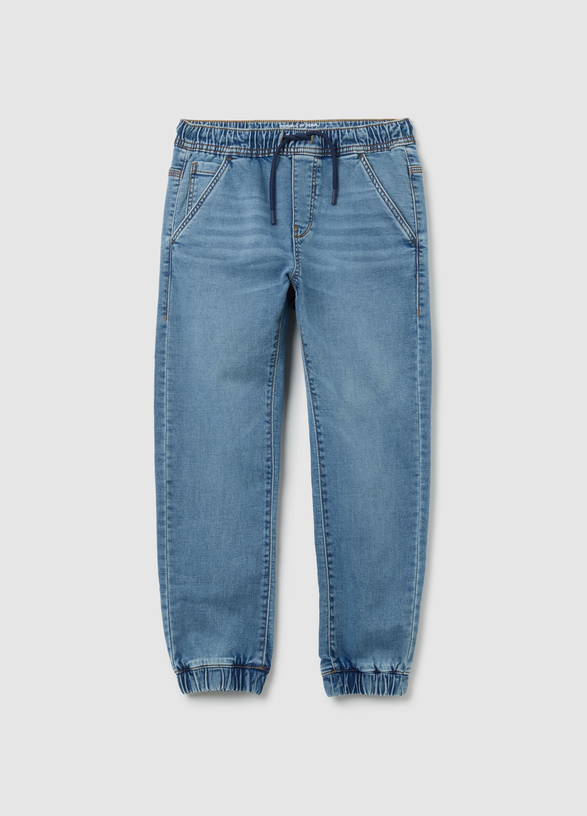 Boys' Regular Fit Blue Cotton Jog Denim