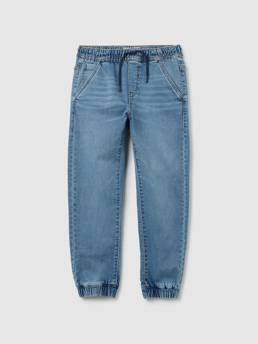 Jog denim da ragazzo in cotone blu regular fit_0