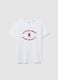 White pure cotton regular fit T-shirt with print_4