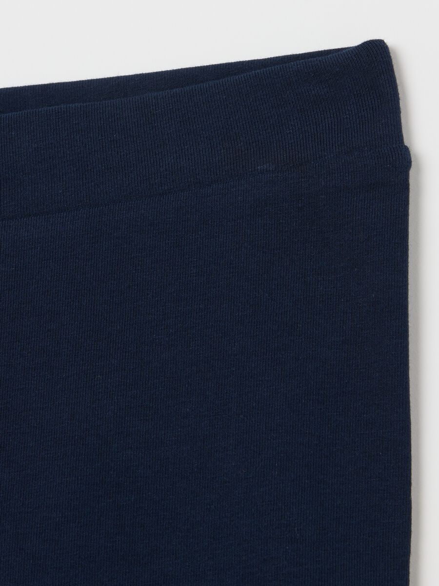 Women's blue elastic cotton leggings with regular fit_1
