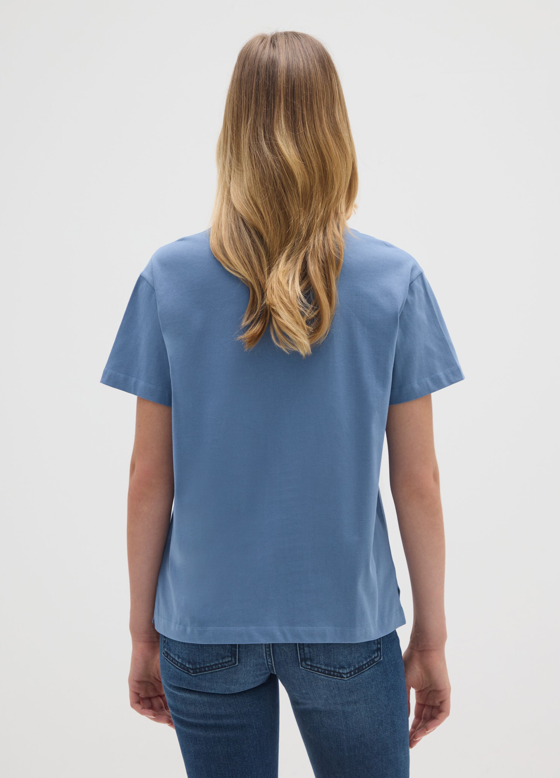 T-shirt in puro cotone blu regular fit