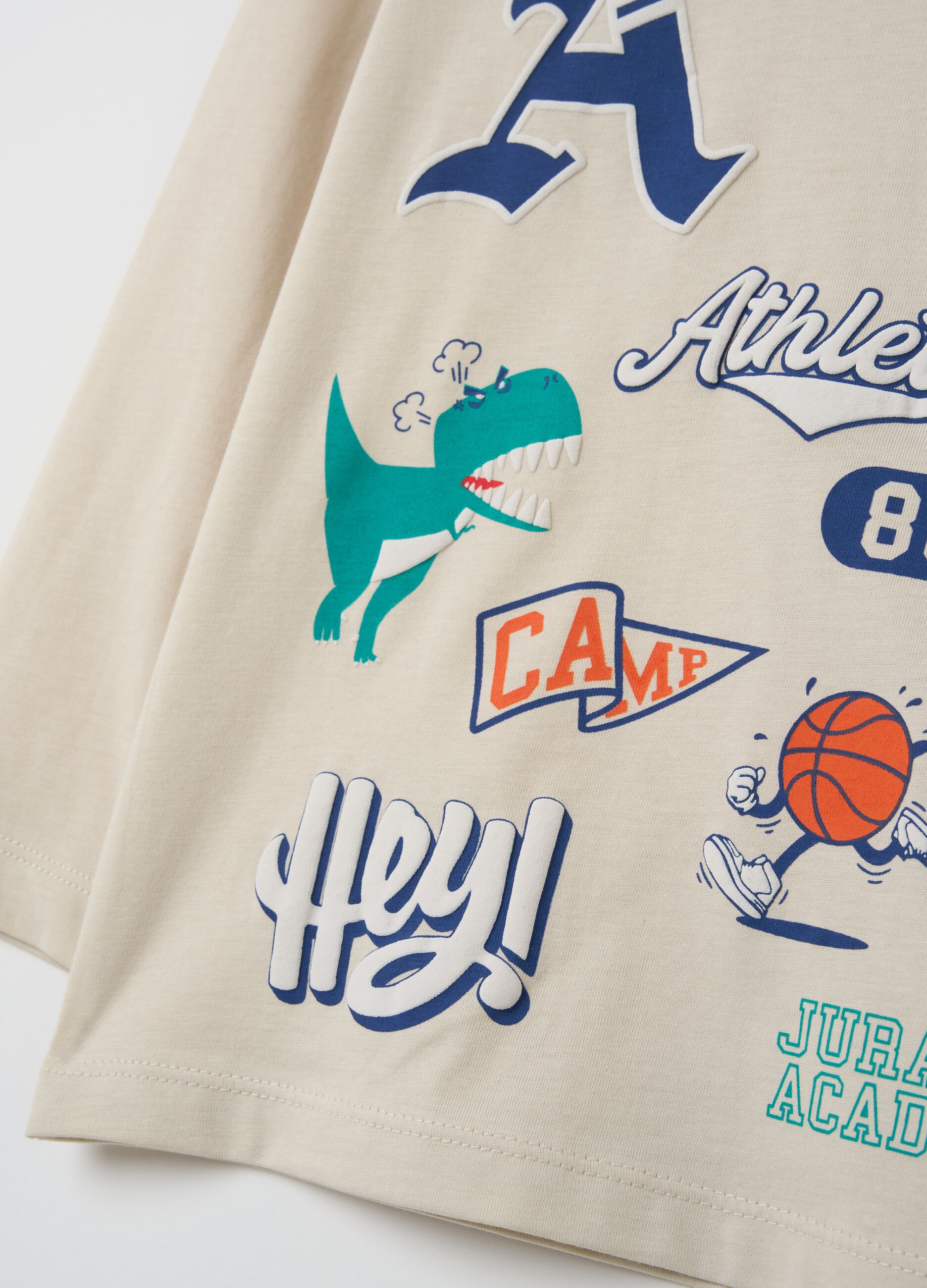 Long-sleeved T-shirt with dinosaur print