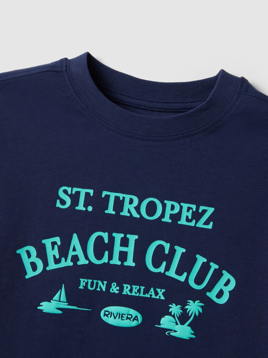 Blue pure cotton T-shirt for boys with print_3