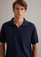 Short-sleeved blue polo in pure cotton_0