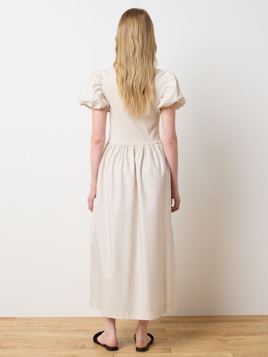 Women's Long Beige Dress in Pure Cotton Regular Fit_3