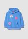 Blue cotton-blend hoodie with embroidered details, regular fit_0