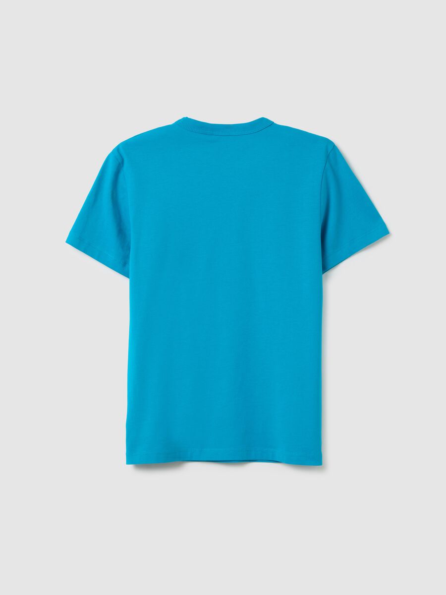 T-shirt da ragazzo in puro cotone azzurro regular fit_4