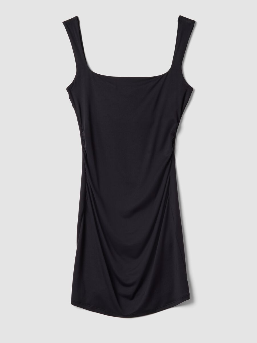 Black fitted dress with square neckline_4