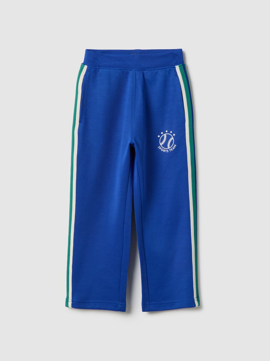 Children's Regular Fit Blue Cotton Blend Trousers_0