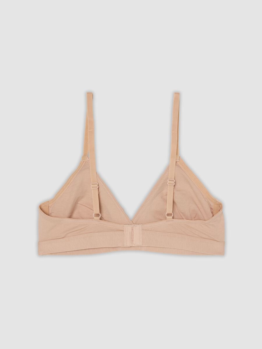 Beige organic cotton and stretch viscose triangle bra_6
