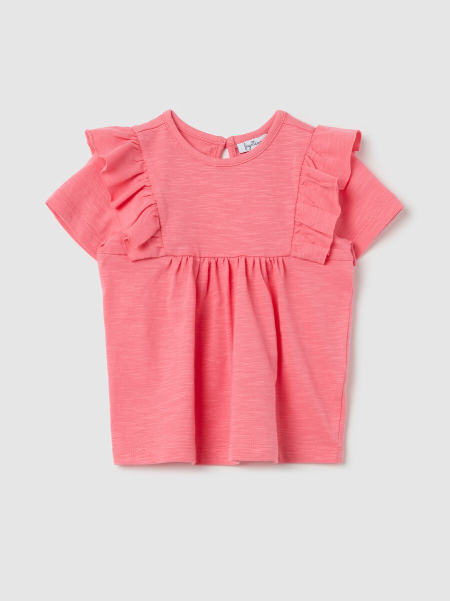 Cotton T-shirt with flounce_0
