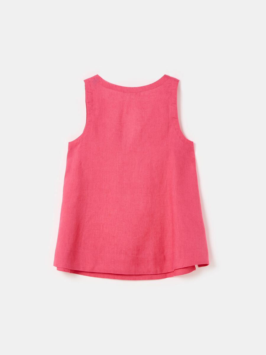 Sleeveless blouse in linen with V neck_4